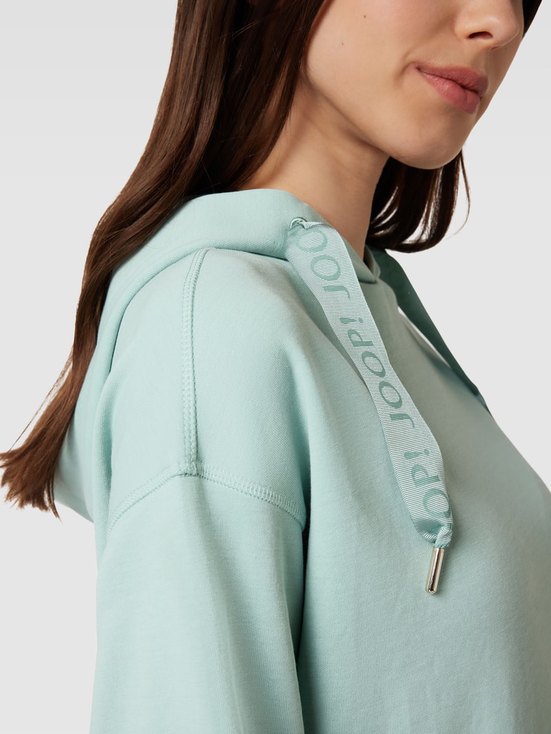 Hoodie mit Label-Details in helltürkis
