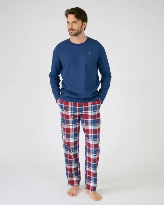 Pyjama haut nid d'abeille et bas flanelle