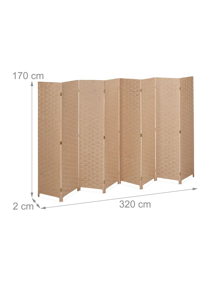relaxdays Paravent in Natur - (B)320 x (H)170cm günstig kaufen onesize