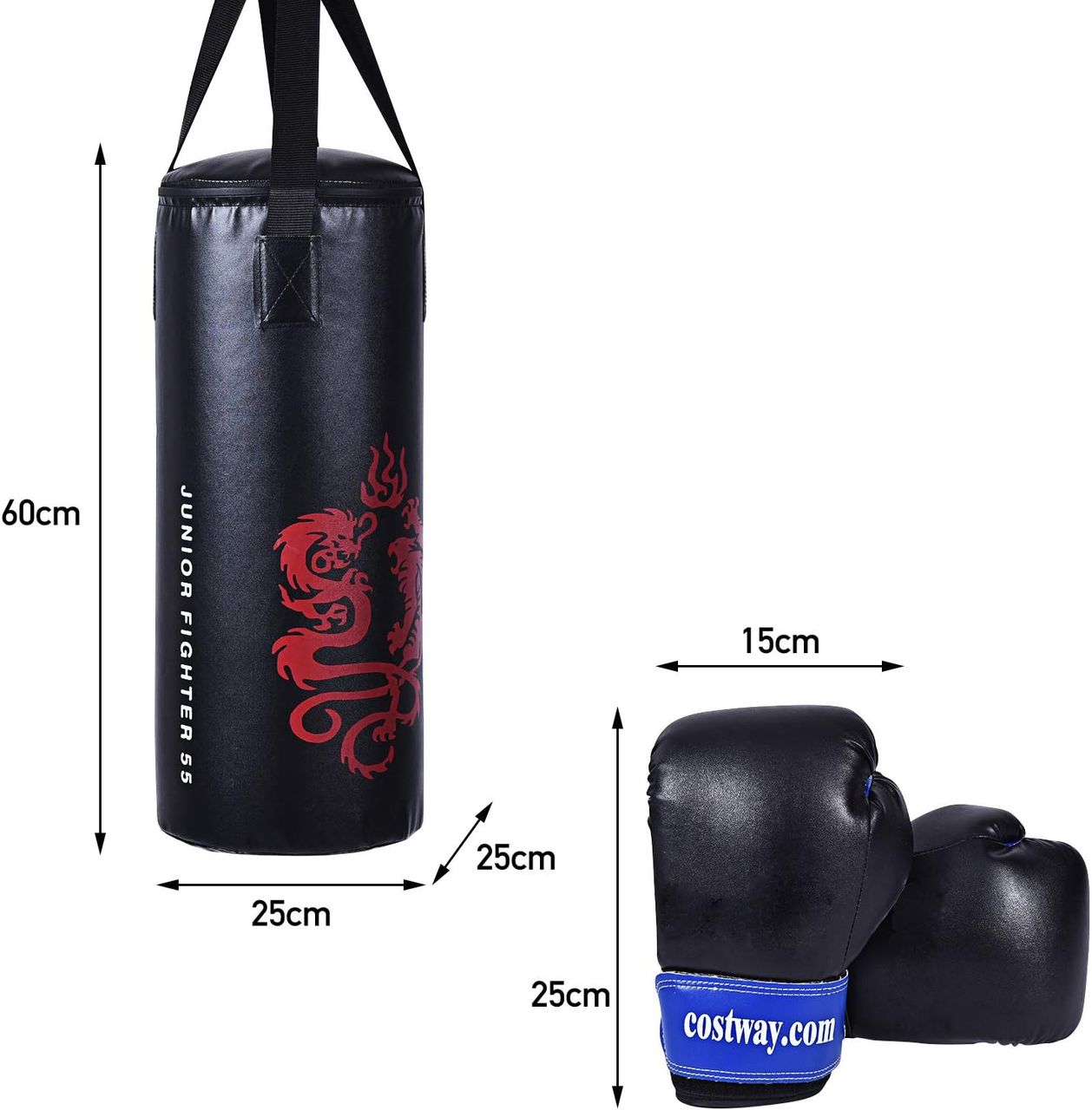 Costway 10KG Boxsack-Set mit 8oz Boxhandschuhen und Springseil