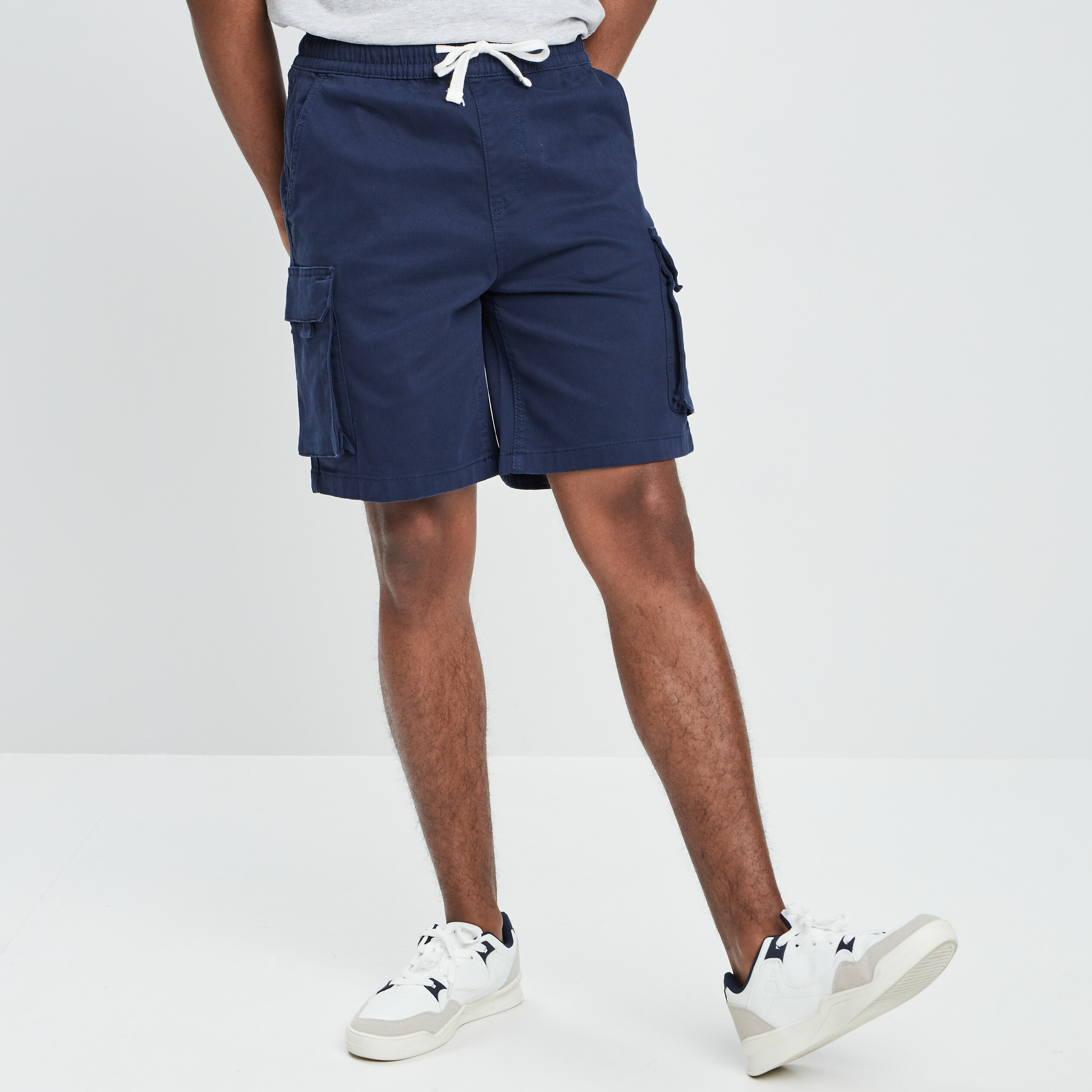 Bermuda cargo à coulisse bleu marine homme | La Halle