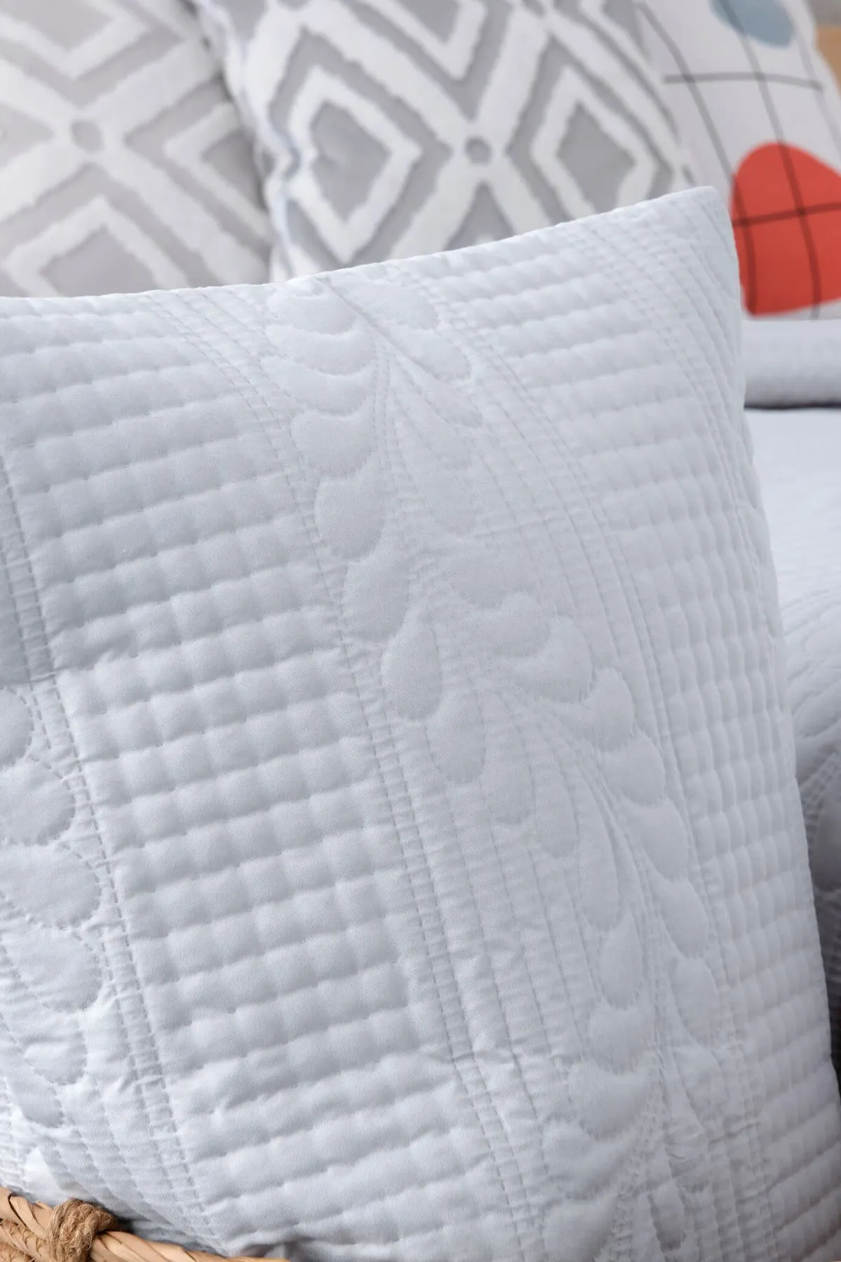 FAVORA  Tagesdecke Einzelbett - Grau - Unifarben