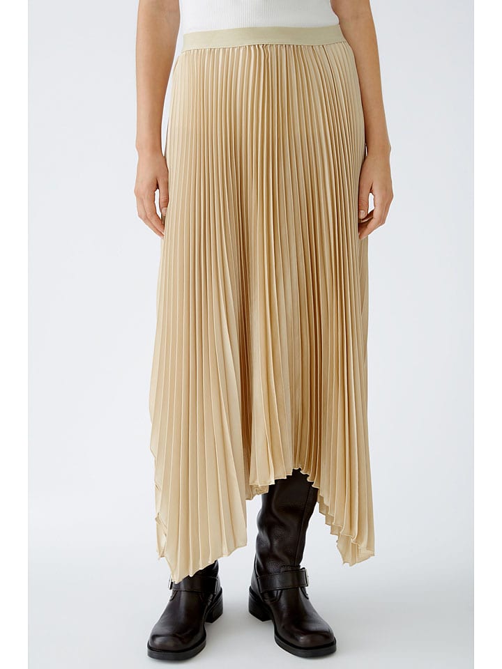 Oui Plisseerock in Beige günstig kaufen