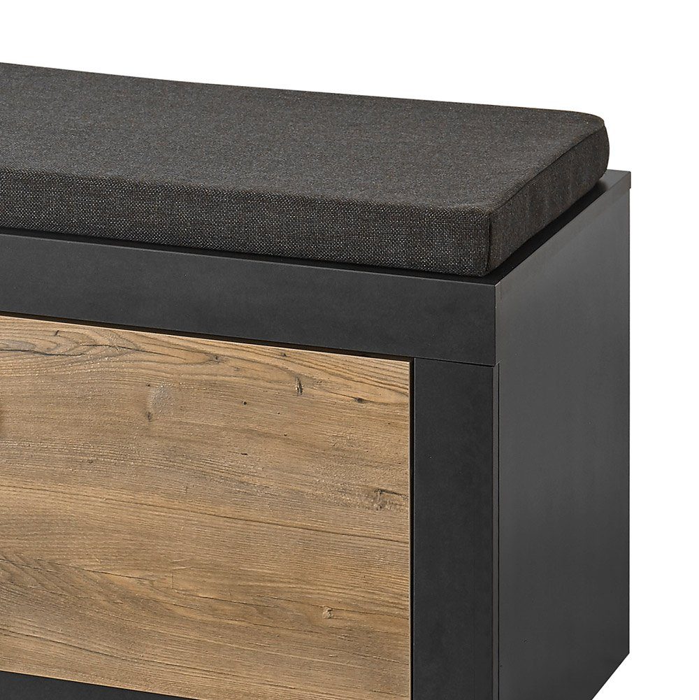 Lomadox Stauraumschrank BAKU-61 Fresco anthrazit mit Kastanienbraun 107x48x42 cm