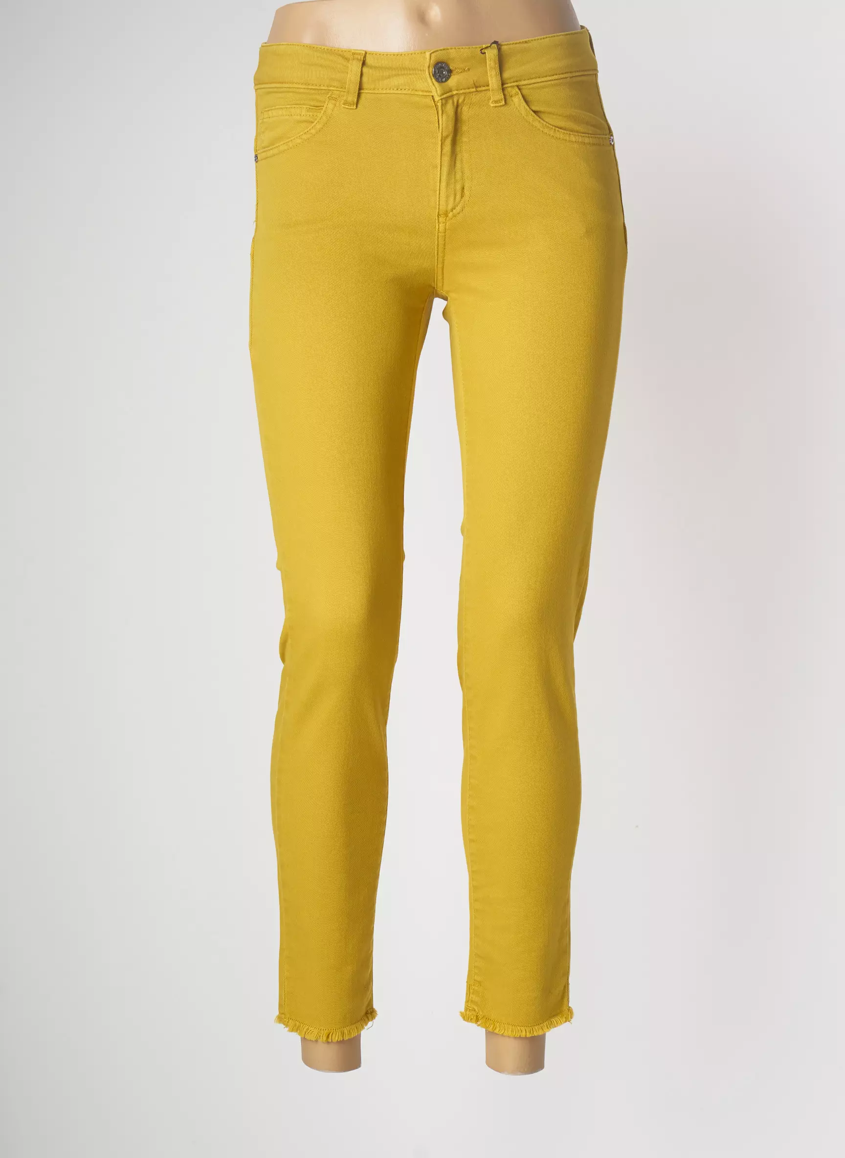 Caractere Pantalons Slim Femme couleur jaune