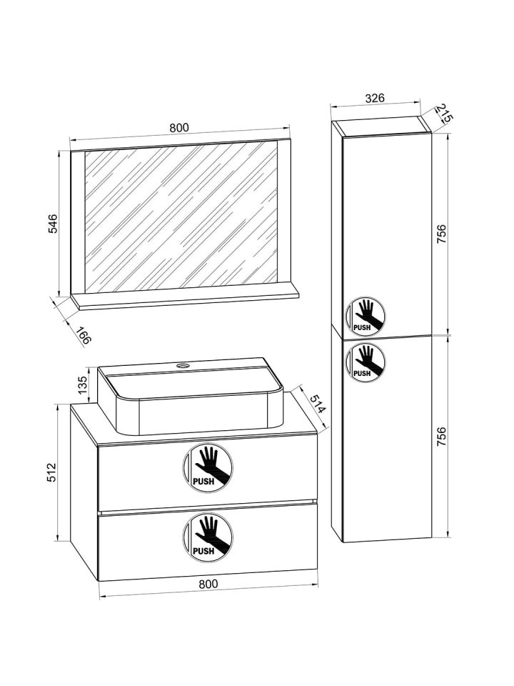 ebuy24 Badmöbelset LendasLBL anthrazit anthrazit 114 x 52 cm günstig kaufen onesize