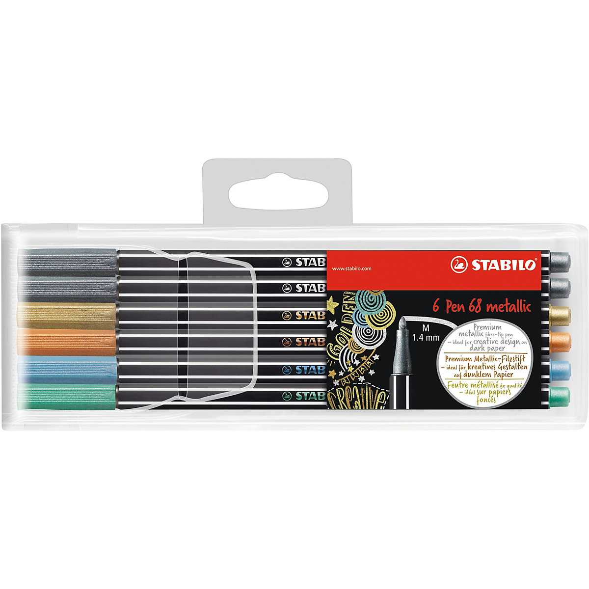 Filzstifte Pen 68 metallic, 6 Farben, Kunststoffetui