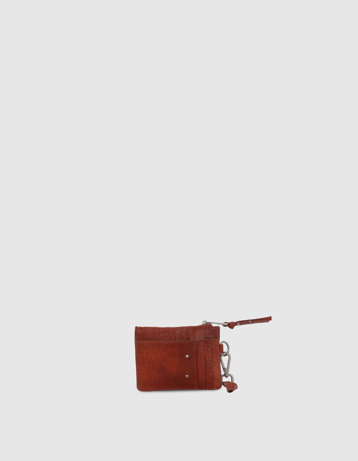 Porte-cartes 1440 Banker orange cuir embossé croco Femme