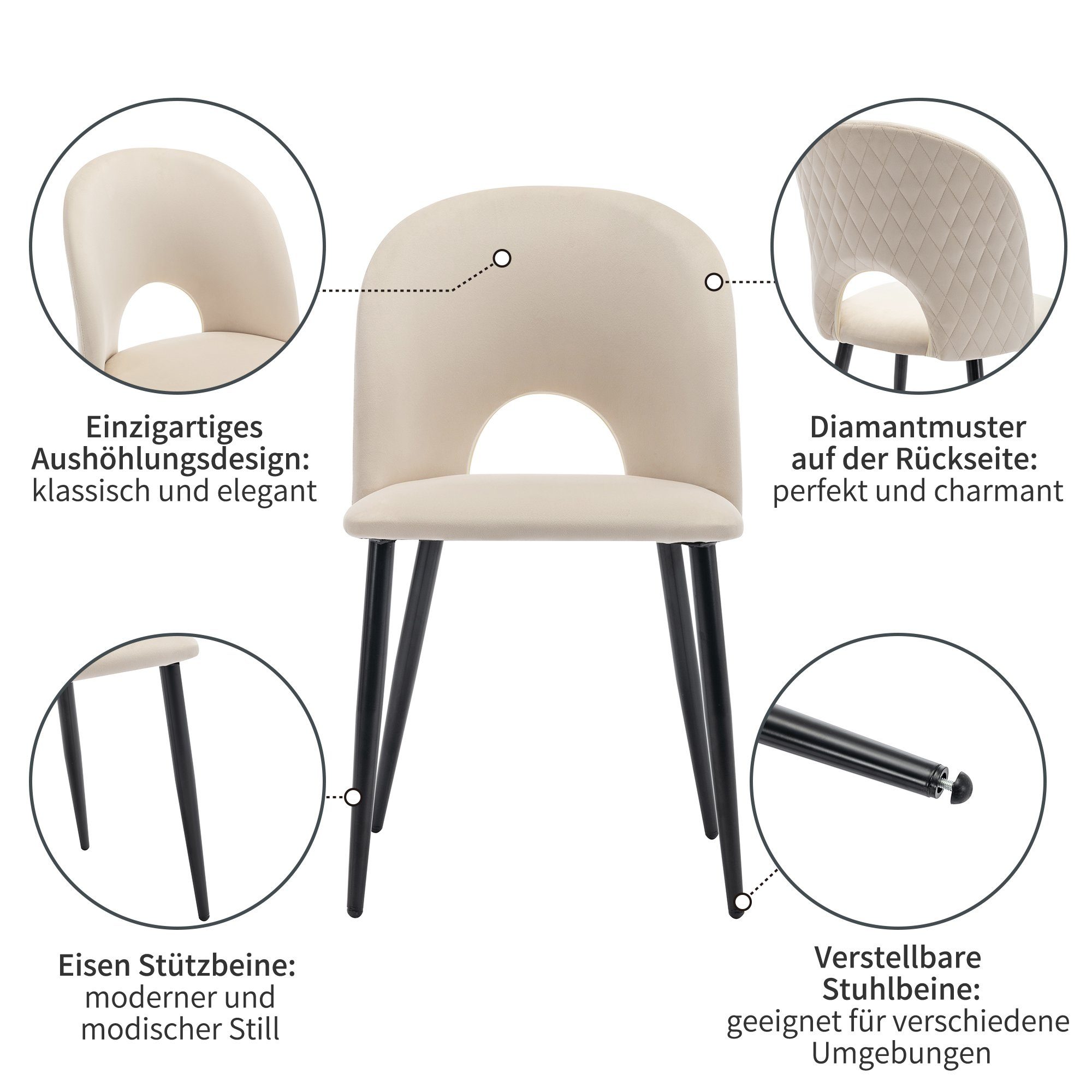 PFCTART Essgruppe Essgruppe,117×68cm Esstisch mit 4 Stühlen, Moderner Küchentisch Set, (5-tlg)