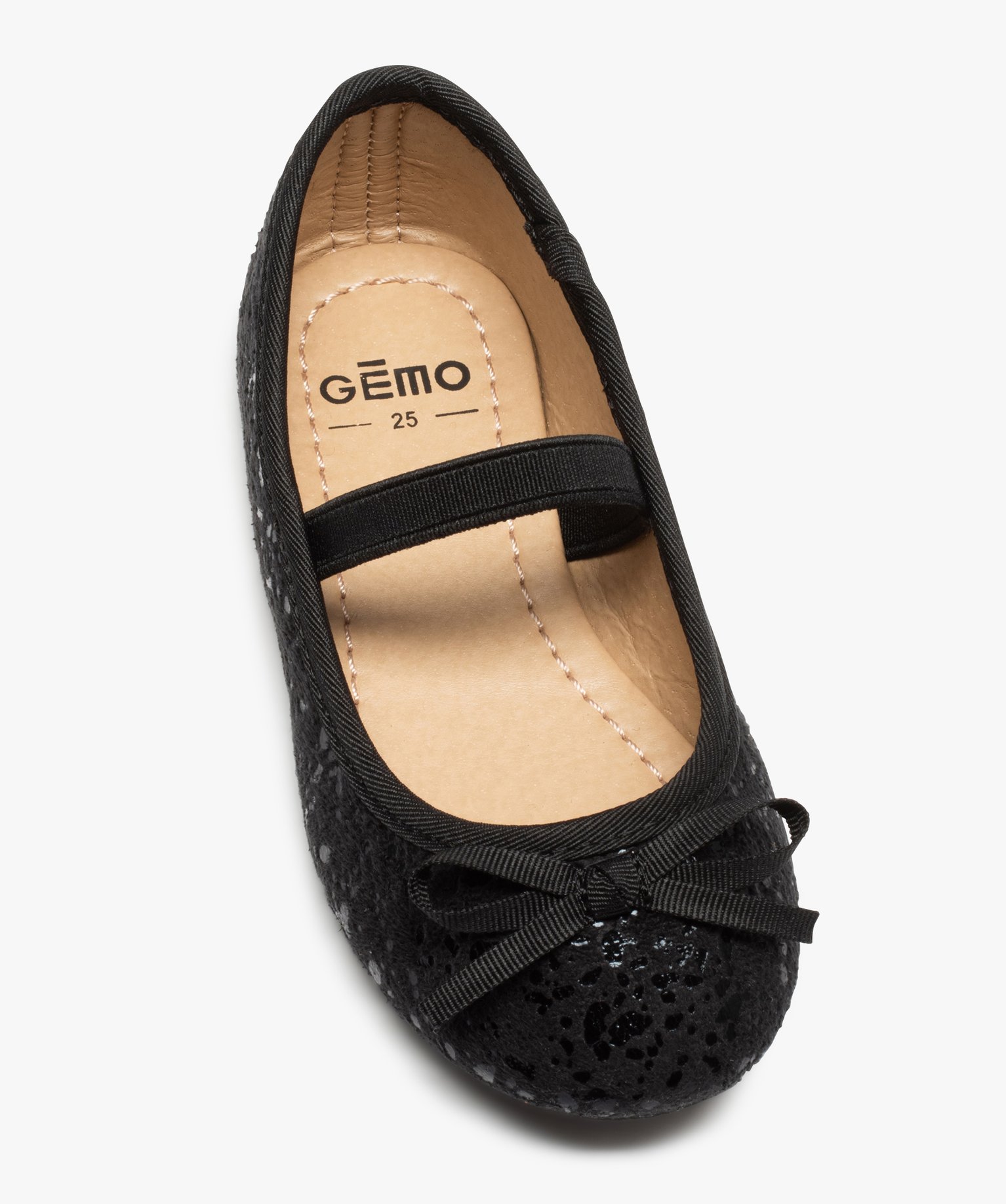 Ballerines fille unies en matière mate et vernie noir | GEMO