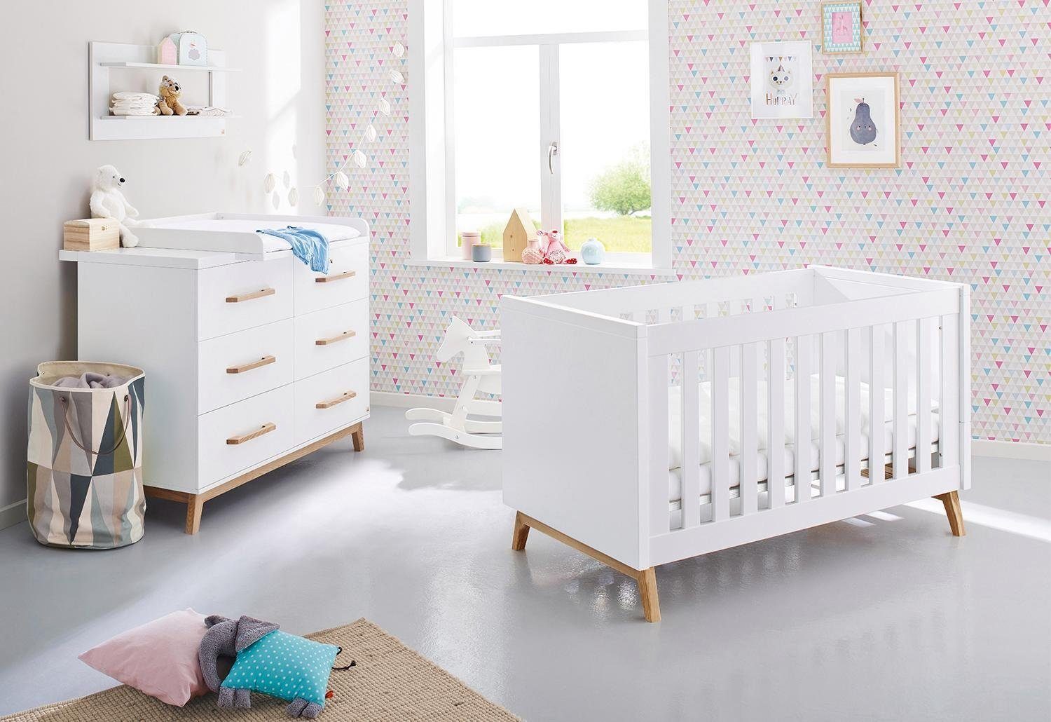 Pinolino® Babymöbel-Set Riva, (Spar-Set, 2-St., Kinderbett, Wickelkommode), extrabreit; mit Kinderbett und Wickelkommode