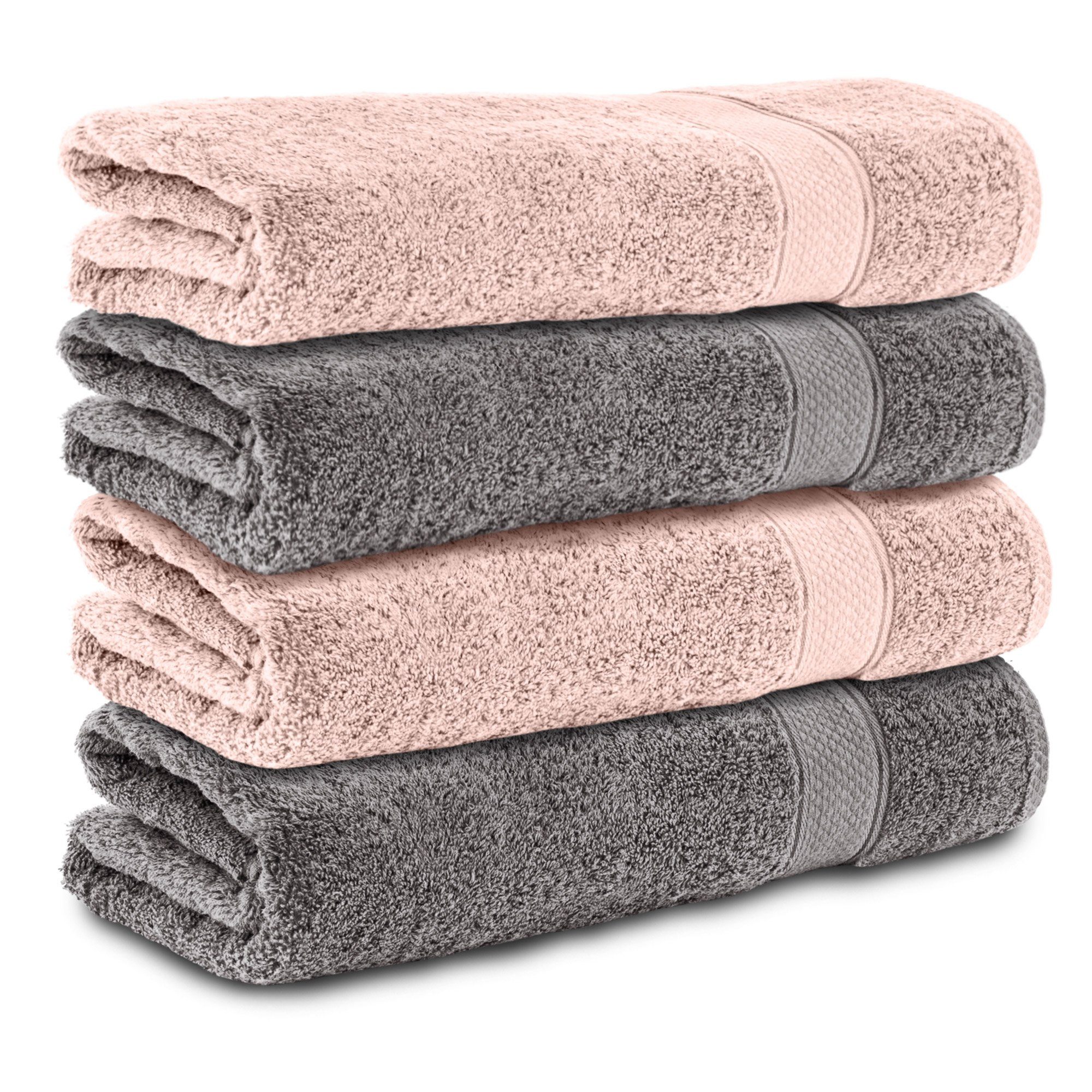 Komfortec Handtuch Set 100% Baumwolle, 470 g/m², Frottee, (Set, 4-tlg), Duschtücher 50x100 cm Set, Weich
