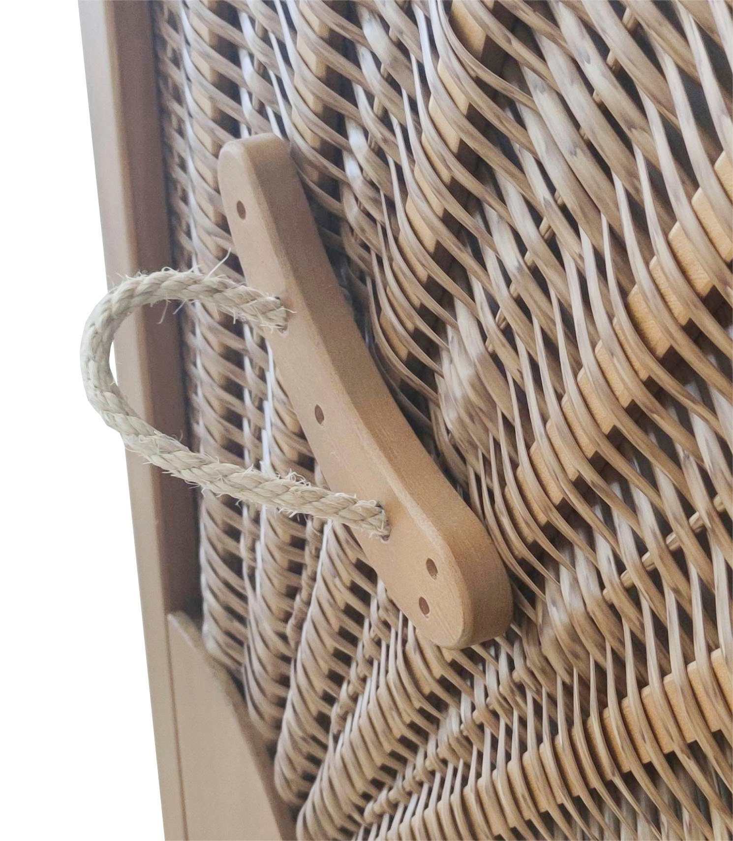 KONIFERA Strandkorb Fehmarn, BxTxH: 120x72x163 cm, Halblieger, mit Bullauge