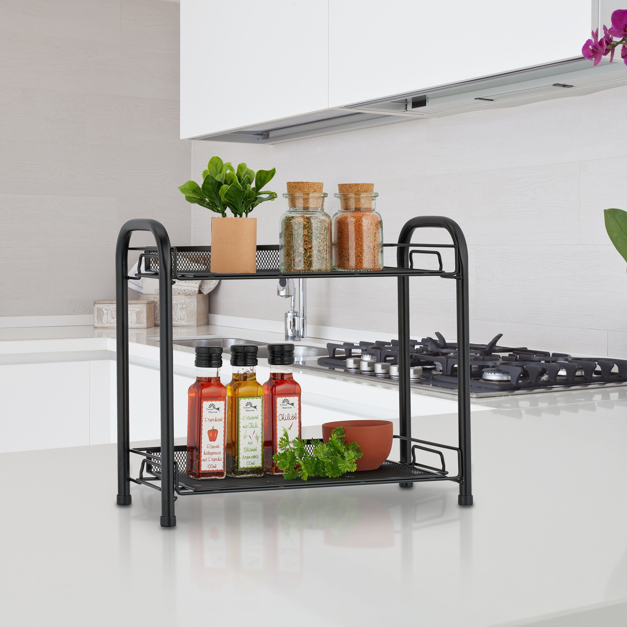 relaxdays Gewürzregal Gewürzregal aus Metall, Schwarz