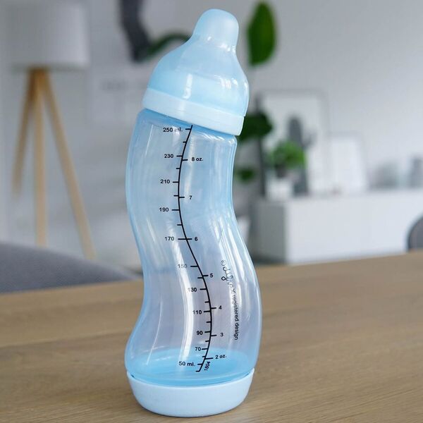 Difrax Natural 0 M S-pudele zila, pelēka, 2 x 250 ml