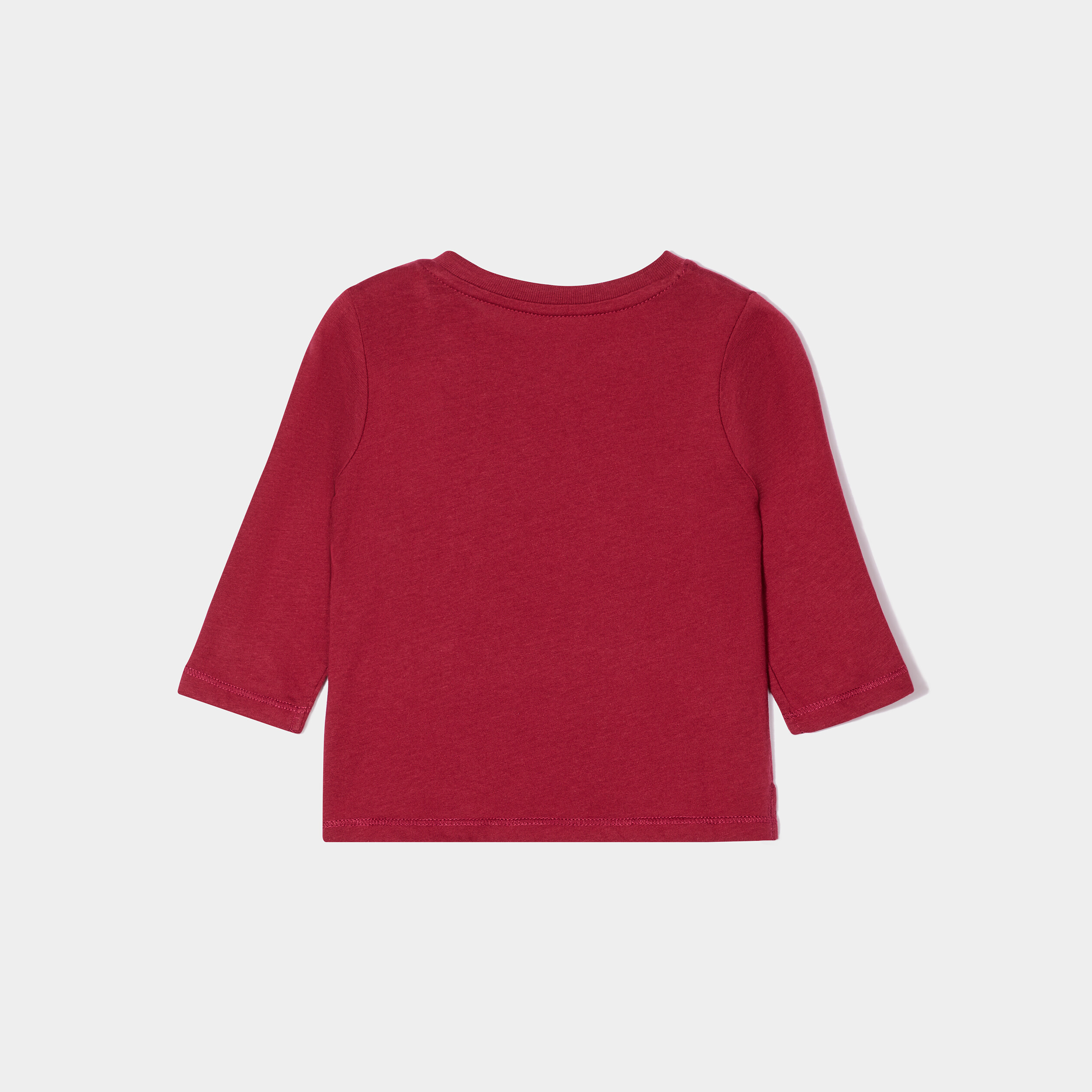 T-shirt manches longues boutonné épaule rouge foncé bébé garçon | La Halle