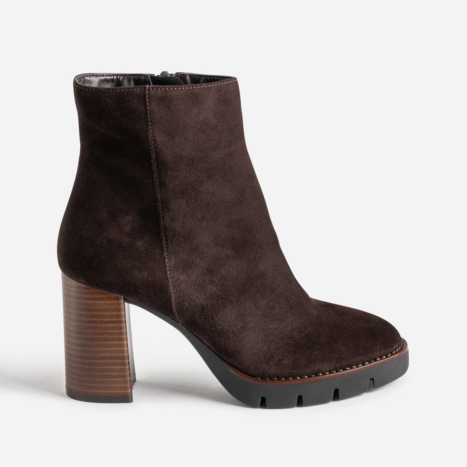 Boots TEXTO marron foncé à plateforme crantée
