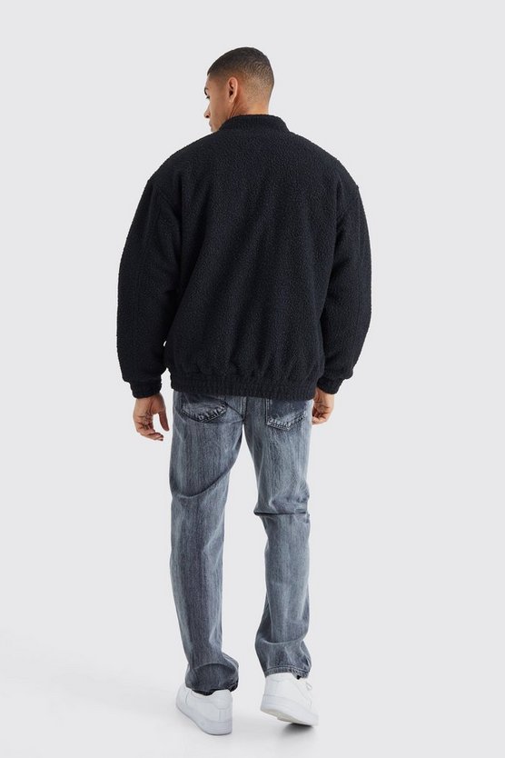 Strukturierte Oversize Bouclee-Bomberjacke