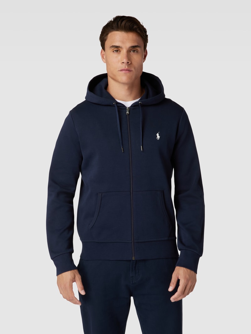 Sweatjacke mit Label-Stitching in marineblau