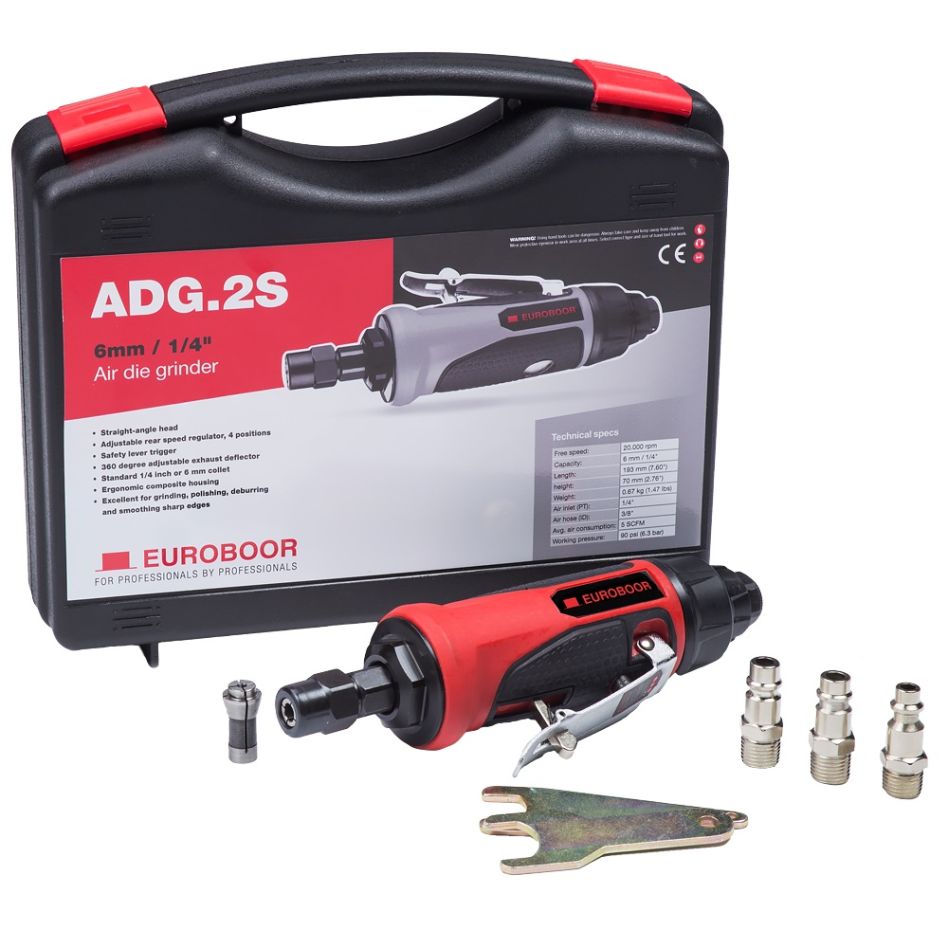 Euroboor 30514100006004 ADG.2S-CASE Druckluftschleifer-Set, 20000 U/min