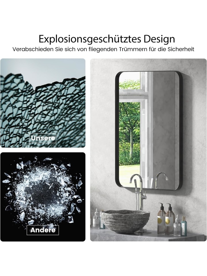 COSTWAY Badspiegel 51x81cm in Schwarz günstig kaufen onesize
