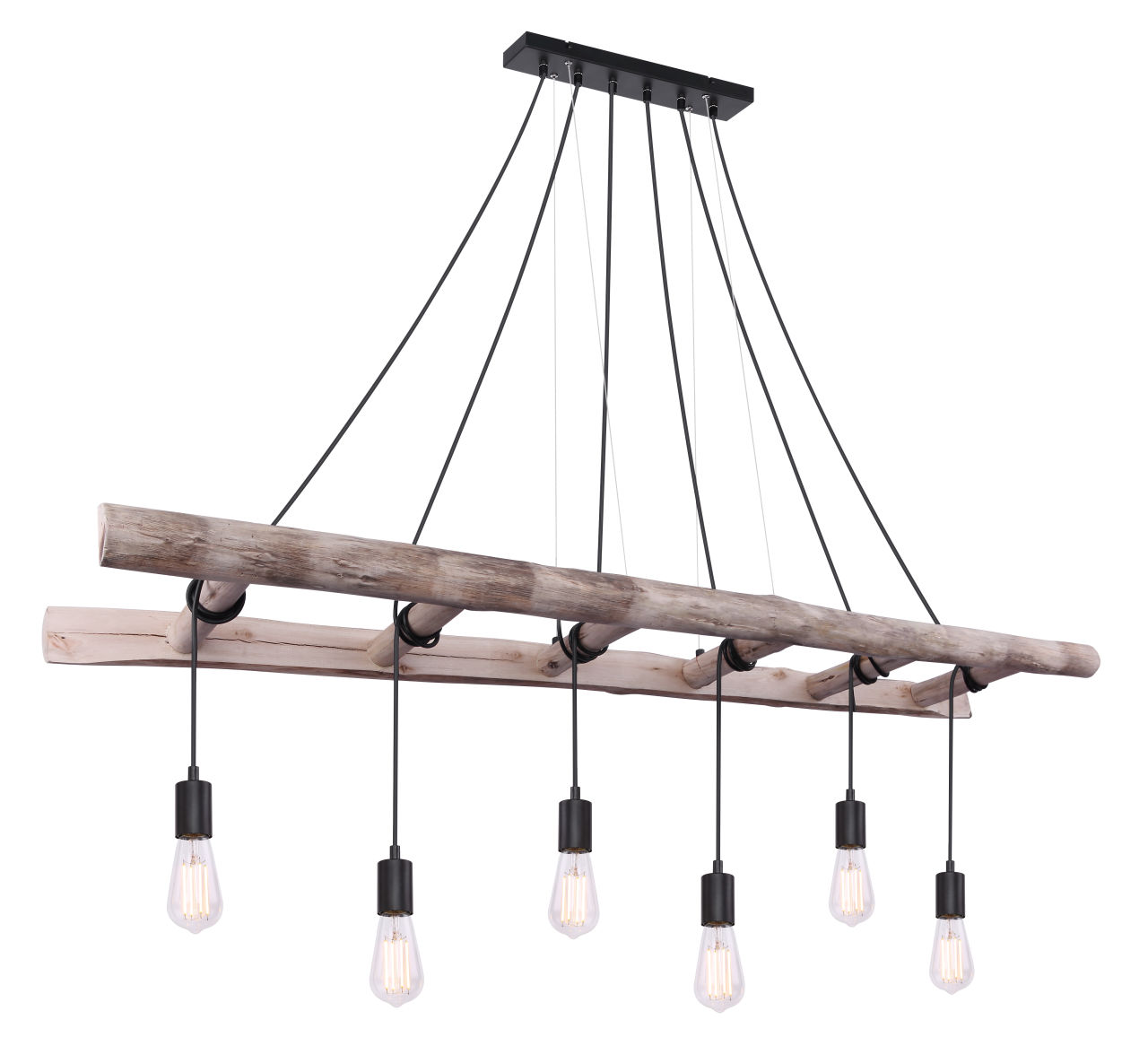 Globo Lighting - IRMGARD - Hängeleuchte Holz naturfarben, 6x E27