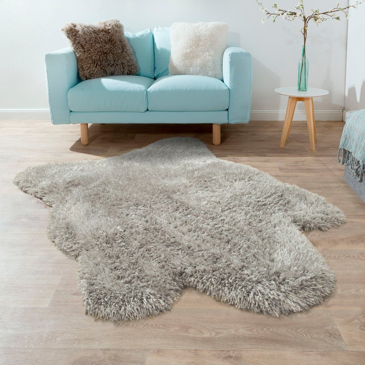 Fellteppich Zotty 450, Paco Home, fellförmig, Höhe: 54 mm, Kunstfell, weicher Hochflor, einfarbig, auch als Bettvorleger geeignet