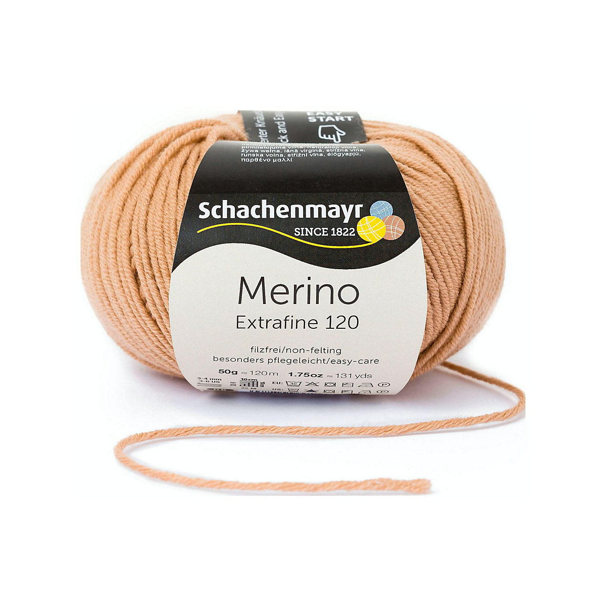 Handstrickgarne Merino Extrafine 120, 50g Camel