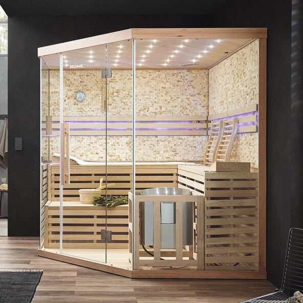 Sauna SKYLINE XL BIG Kunststeinwand