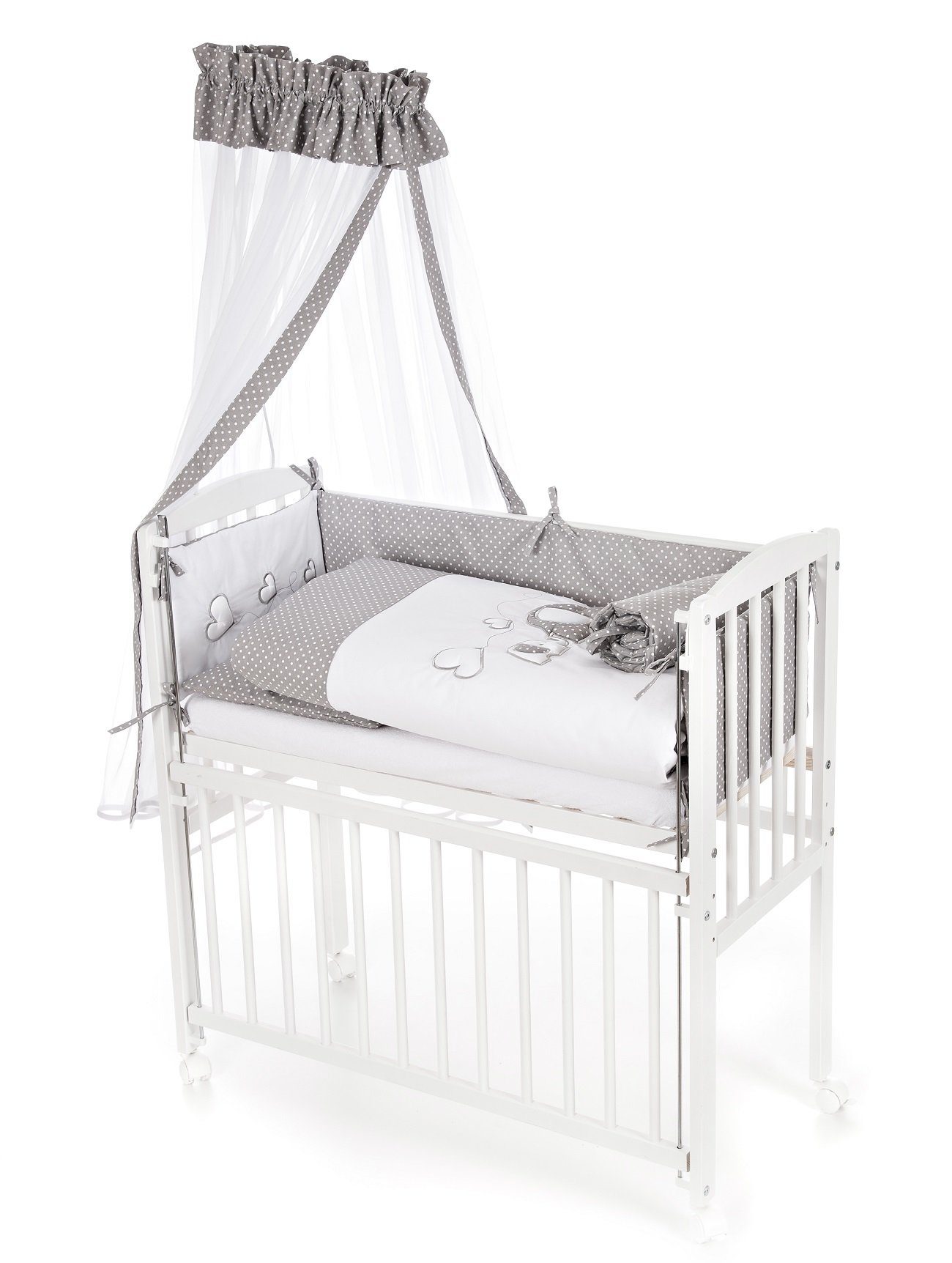 Babyhafen Beistellbett 90x40 Zustellbett mit Vollausstattung Modell: 3D Elefanten Kiefernholz, Made in Europa