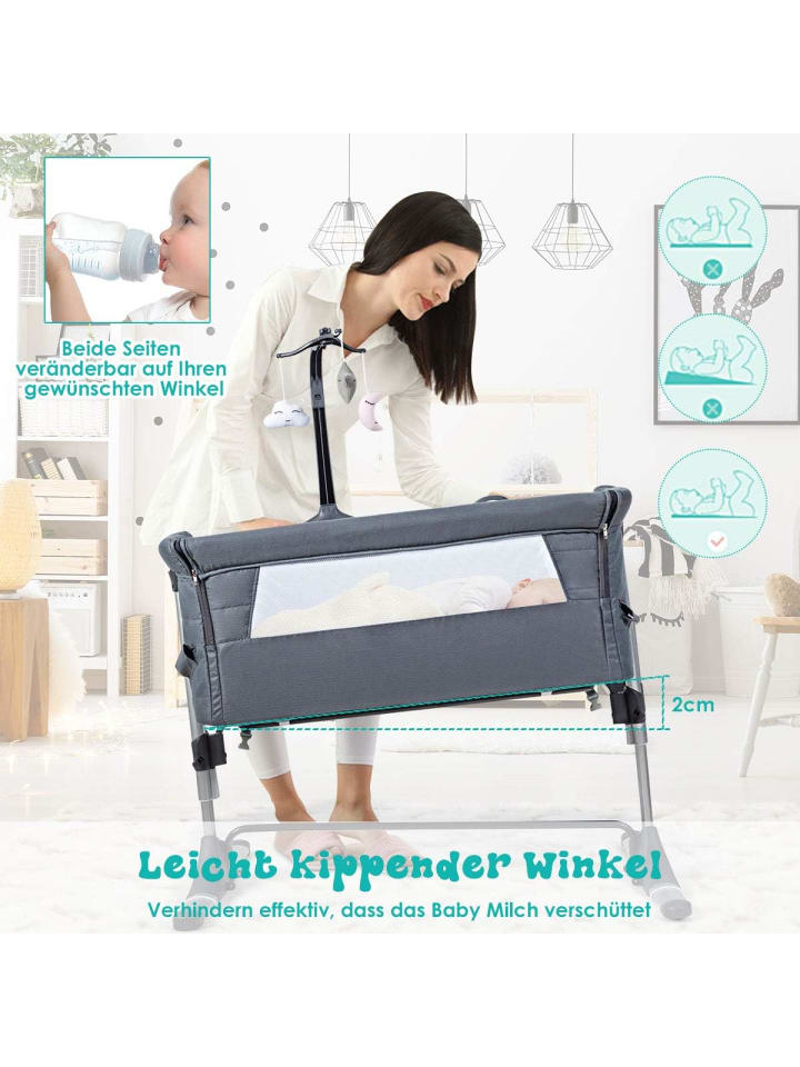 COSTWAY 2 in 1 Beistellbett in Grau günstig kaufen 97x70 cm