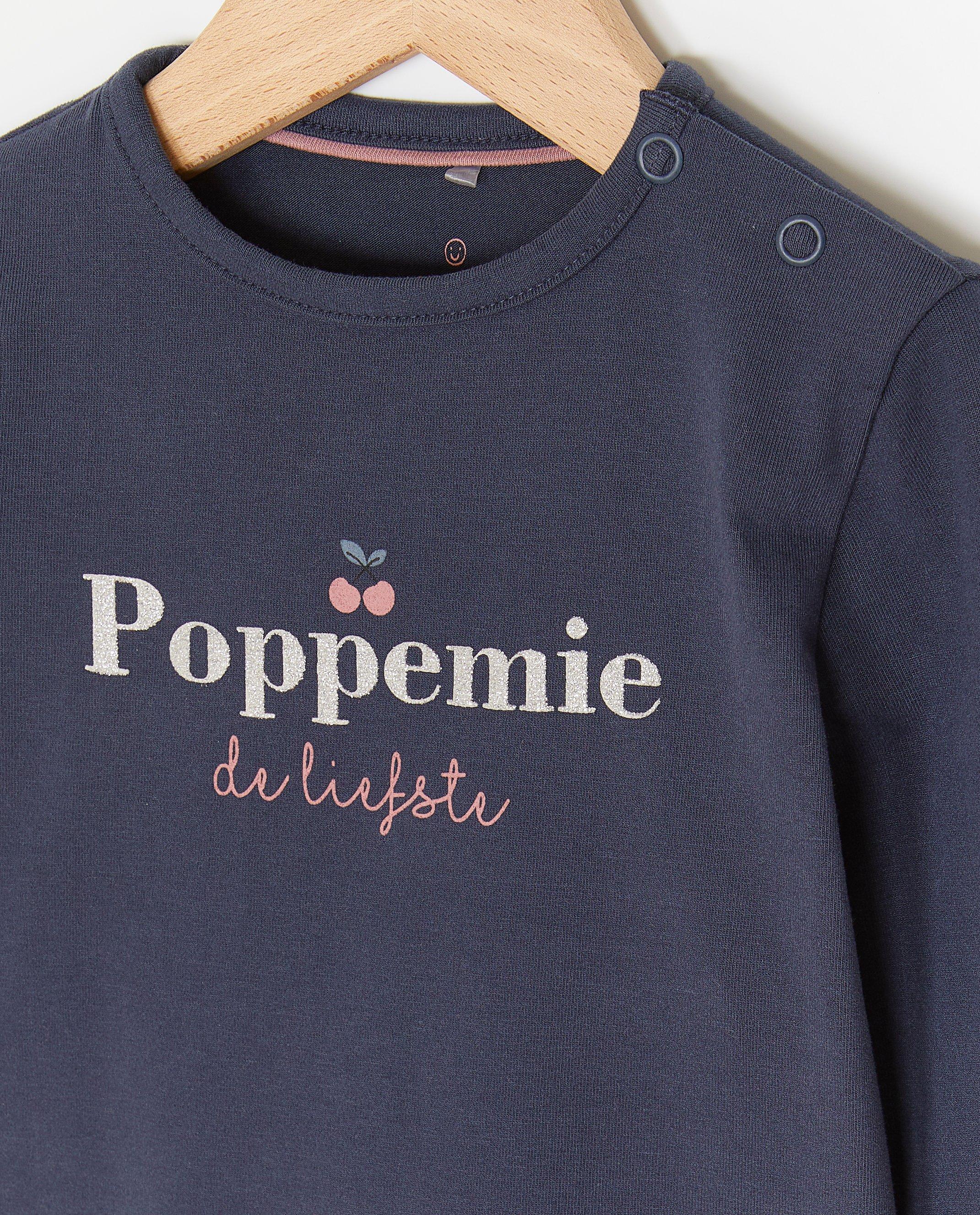 Tricou cu mânecă lungă Cuddles and Smiles cu inscripție, Poppemie albastru închis