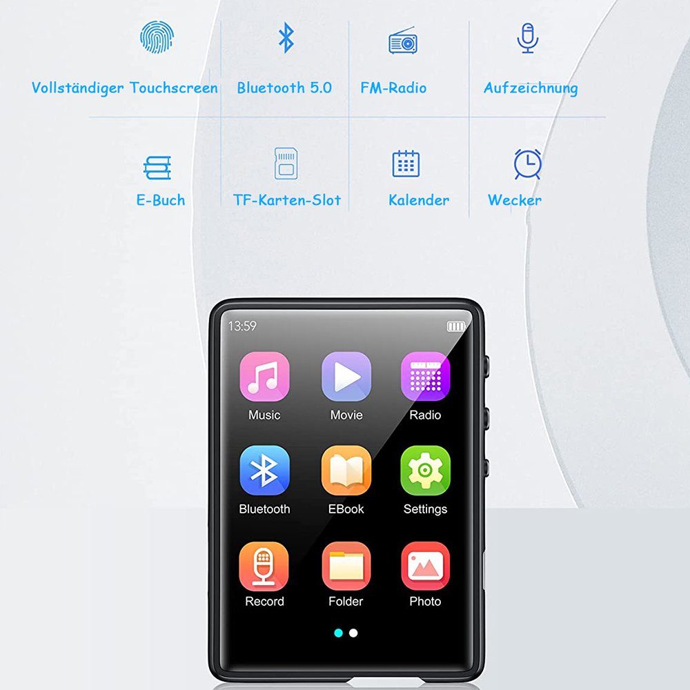 FeelGlad Mit Lautsprecher, Touchscreen MP3-Player (Großer 2,8-Zoll-Bildschirm)