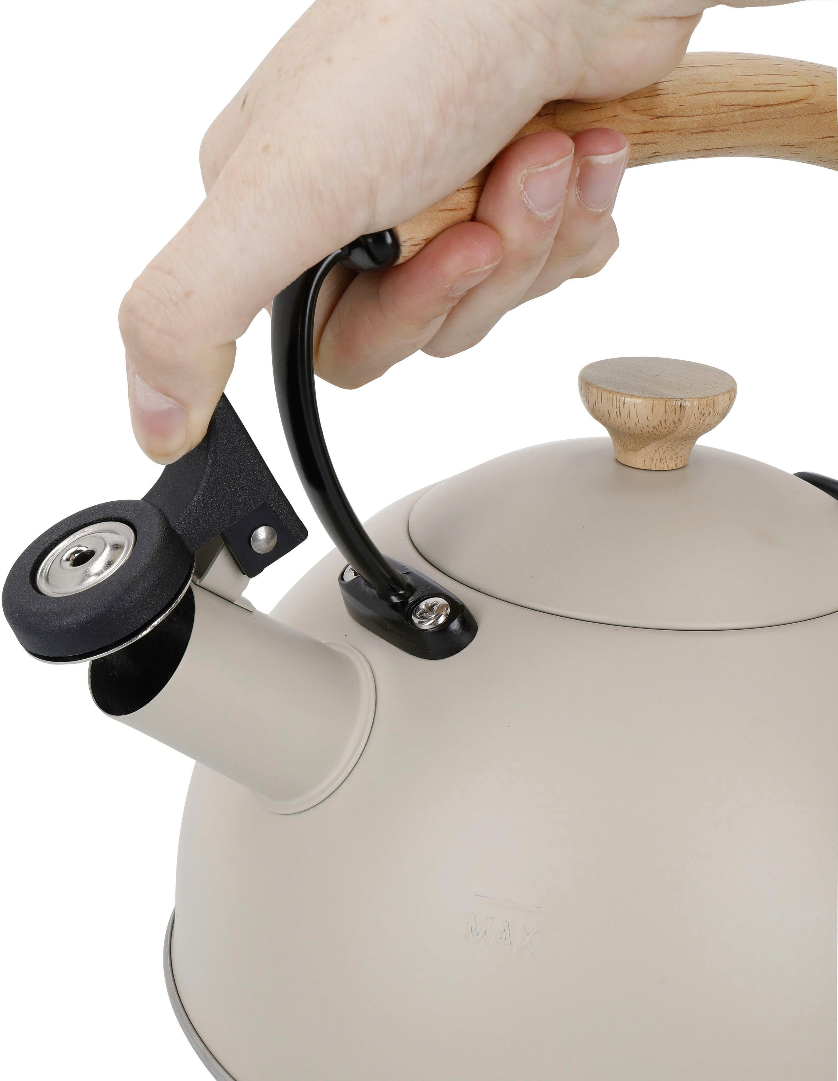 La Cafetière Wasserkessel La Cafetière, (1-tlg), pfeifend, mit Holzgriff, 1,6 Liter, Induktion