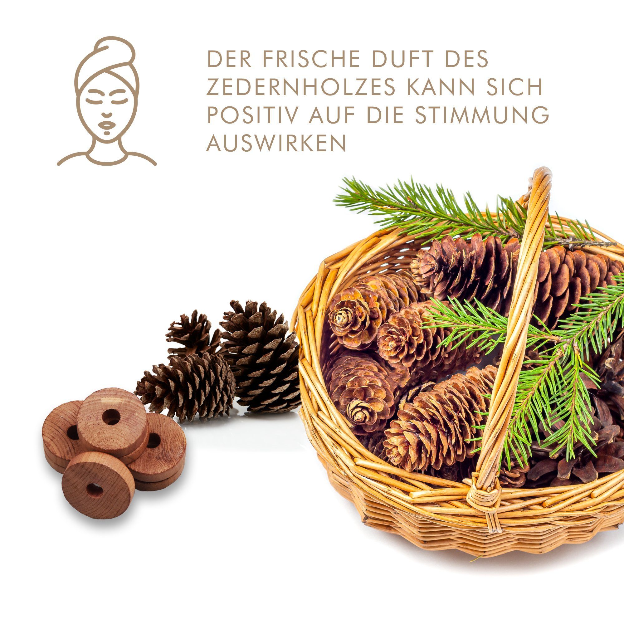 Quertee Kleiderbügel 30 Zedernholzringe Mottenschutz Schutz Kleidermotten Kleiderschrank, (30-tlg)