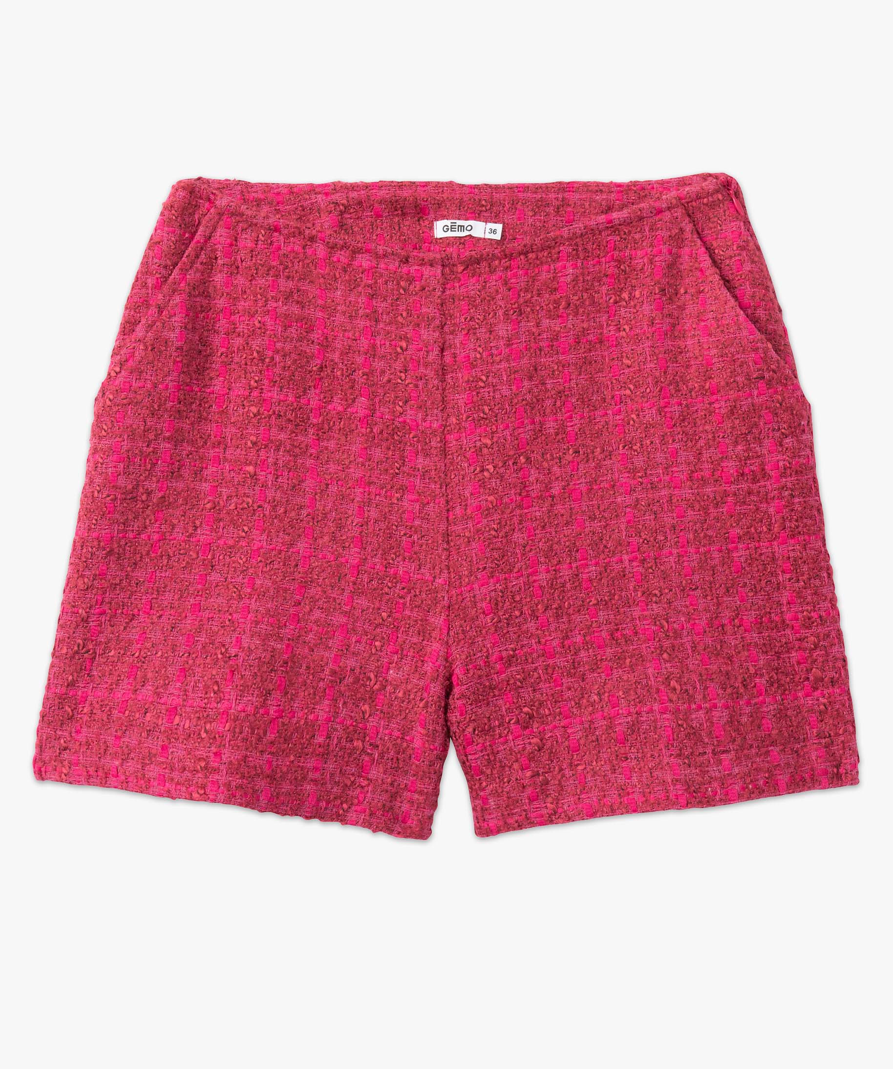 Short femme aspect tweed coupe ample fuchsia | GEMO