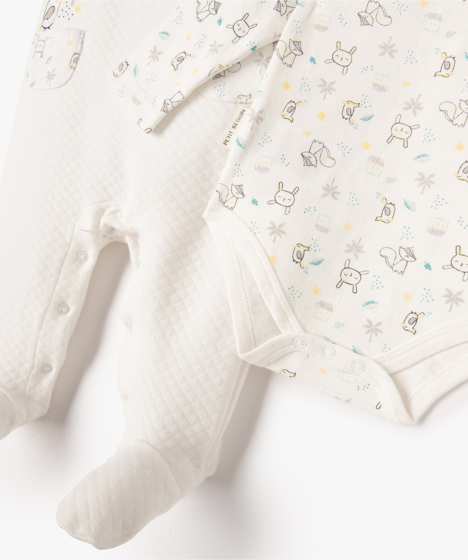 Ensemble bébé 2 pièces : body manches longues + combinais... blanc | GEMO