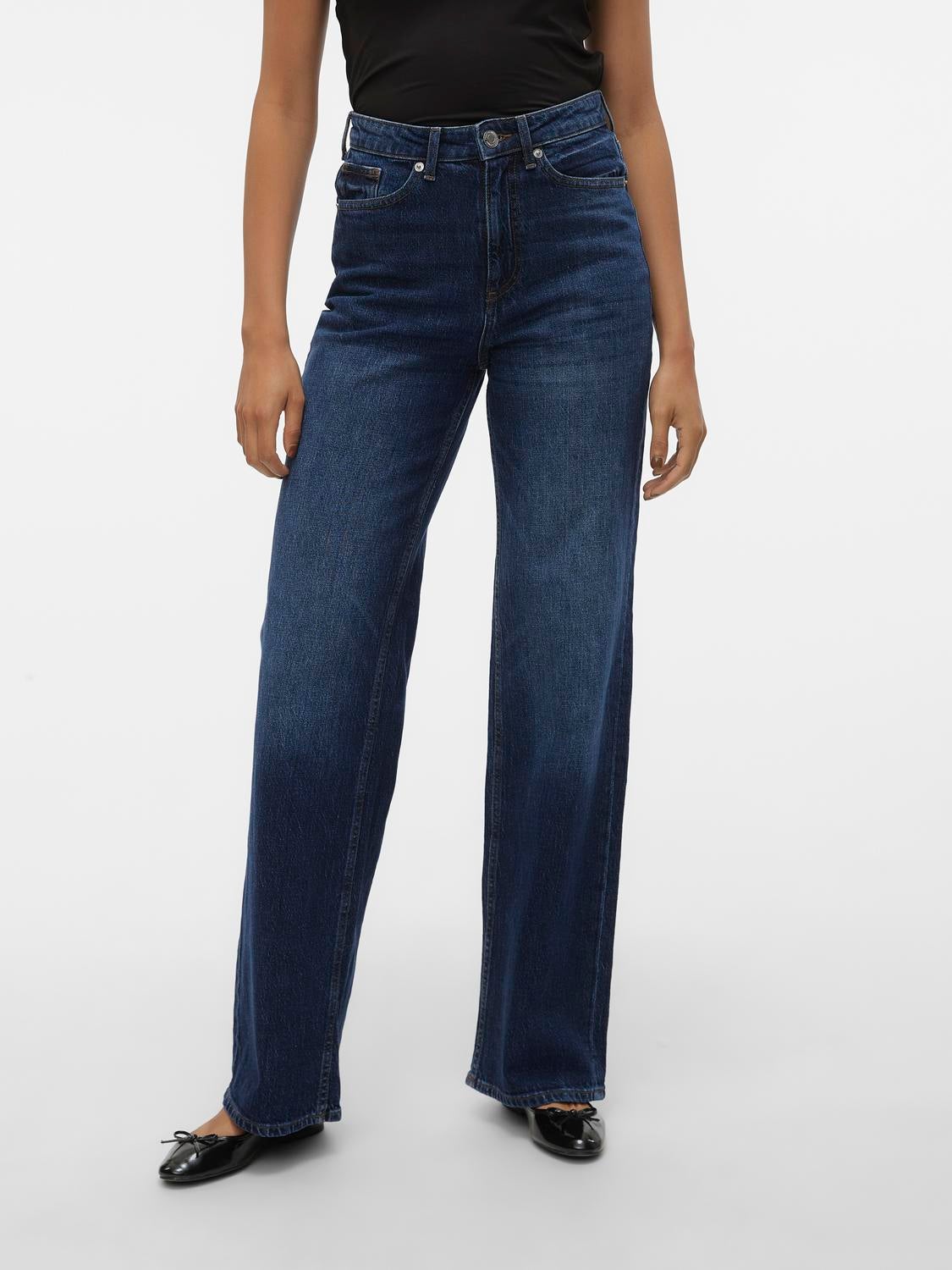 VMTESSA Hohe Taille Weit geschnitten Jeans