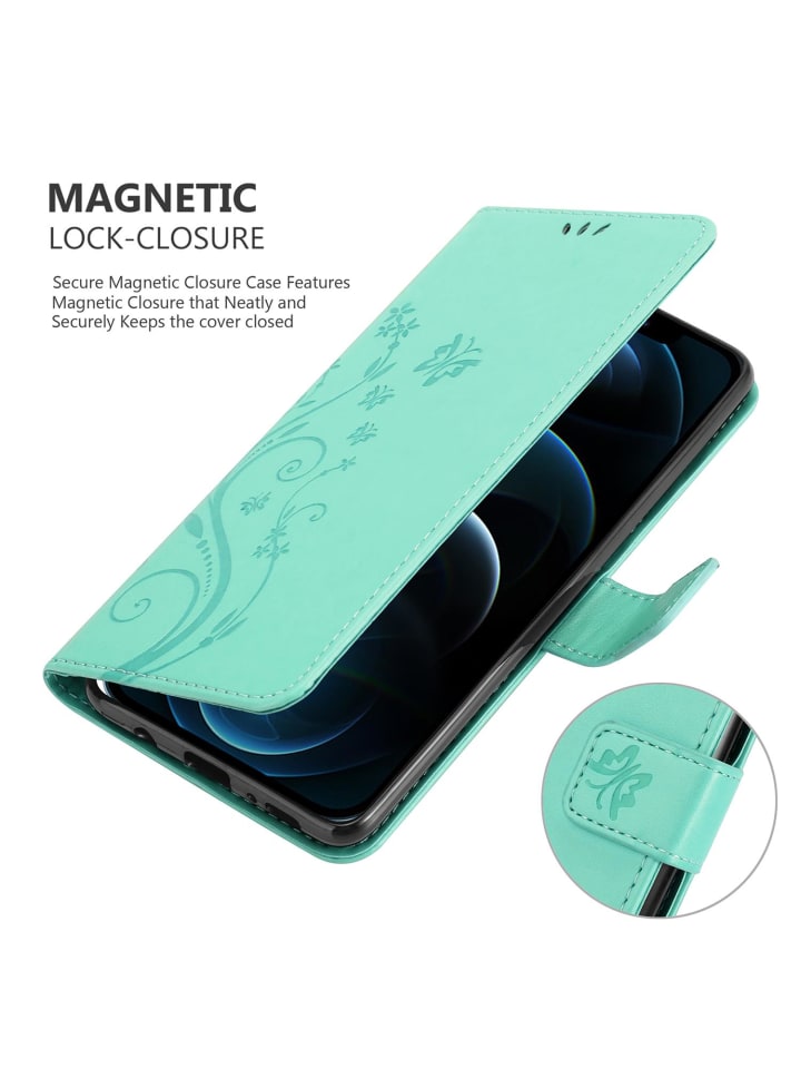 cadorabo Hülle für Apple iPhone 13 Blumen Design in FLORAL TÜRKIS günstig kaufen onesize