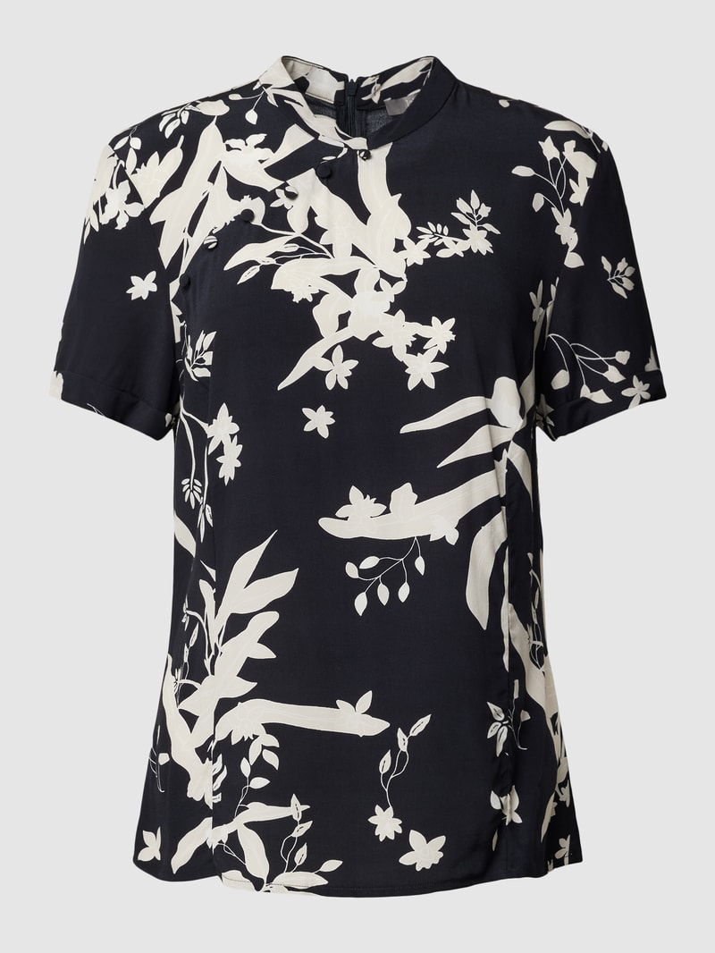 Blusenshirt mit floralem Muster in schwarz