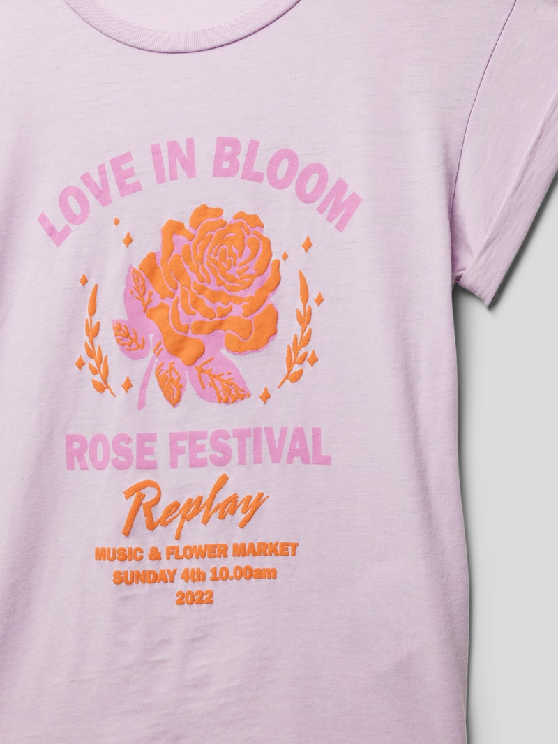 T-Shirt mit Motiv-Print in flieder