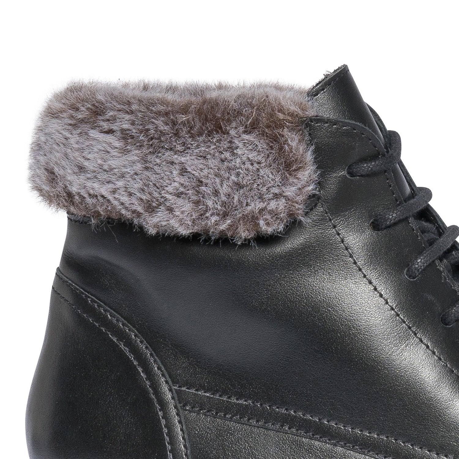 Bottine ERAM FLEX noire en cuir fourré