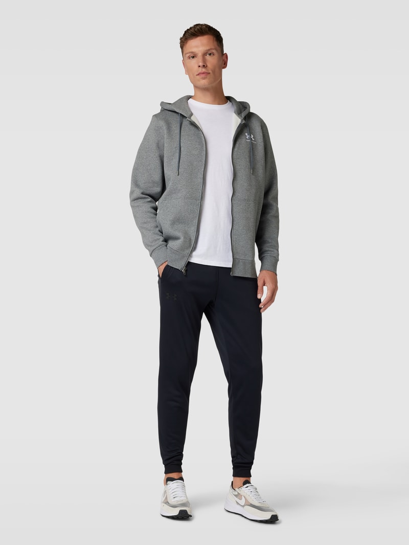 Sweatjacke mit Label-Print in dunkelgrau