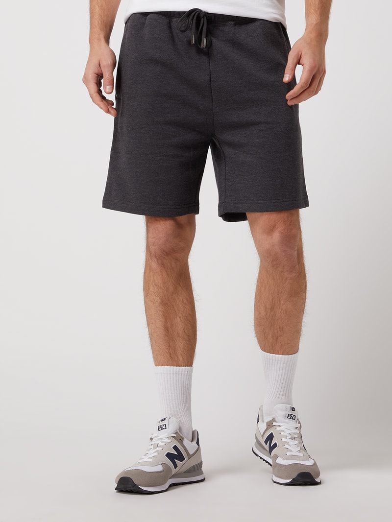 Sweatshorts mit elastischem Bund in dunkelgrau meliert