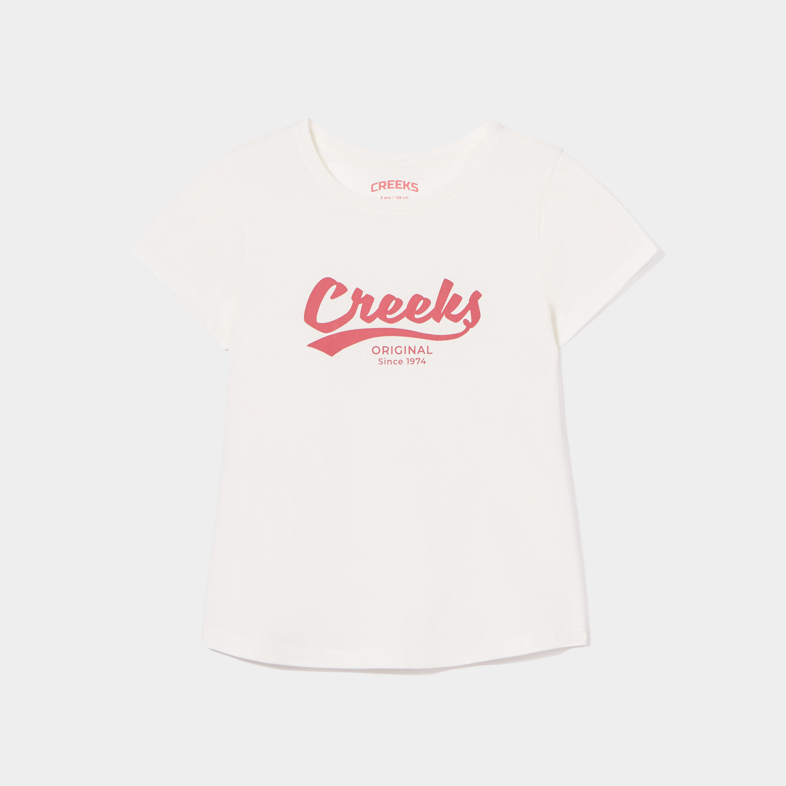 T-shirt manches courtes Creeks blanc fille | La Halle