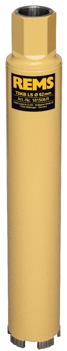 Rems 181506 R TDKB LS 62 × 320 × UNC 1¼ Τρυπάνι με διαμαντένιο πυρήνα Συγκολλημένο με λέιζερ Ξηρό για τεχνική μικρο-παλμών