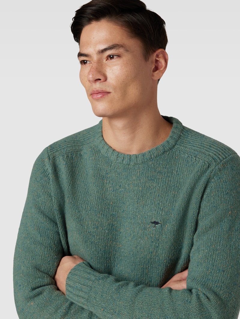 Strickpullover in Melange-Optik Modell 'Donegal' in lindgrün