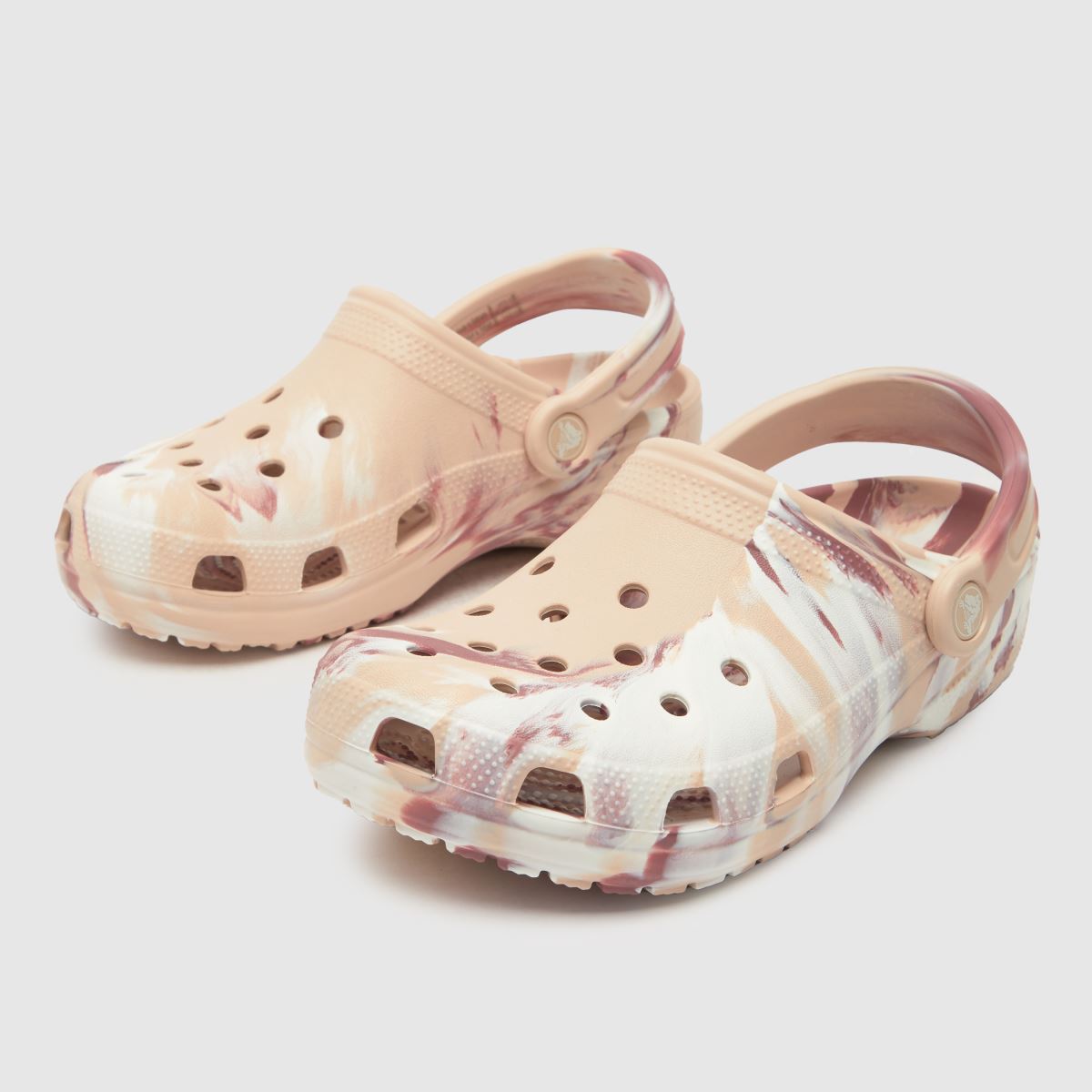 Crocs rosa multi classic marmorerade träsko flickor ungdomssandaler