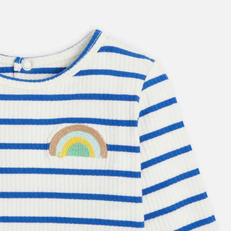 T-shirt bébé rayé bleu/écru Catimini