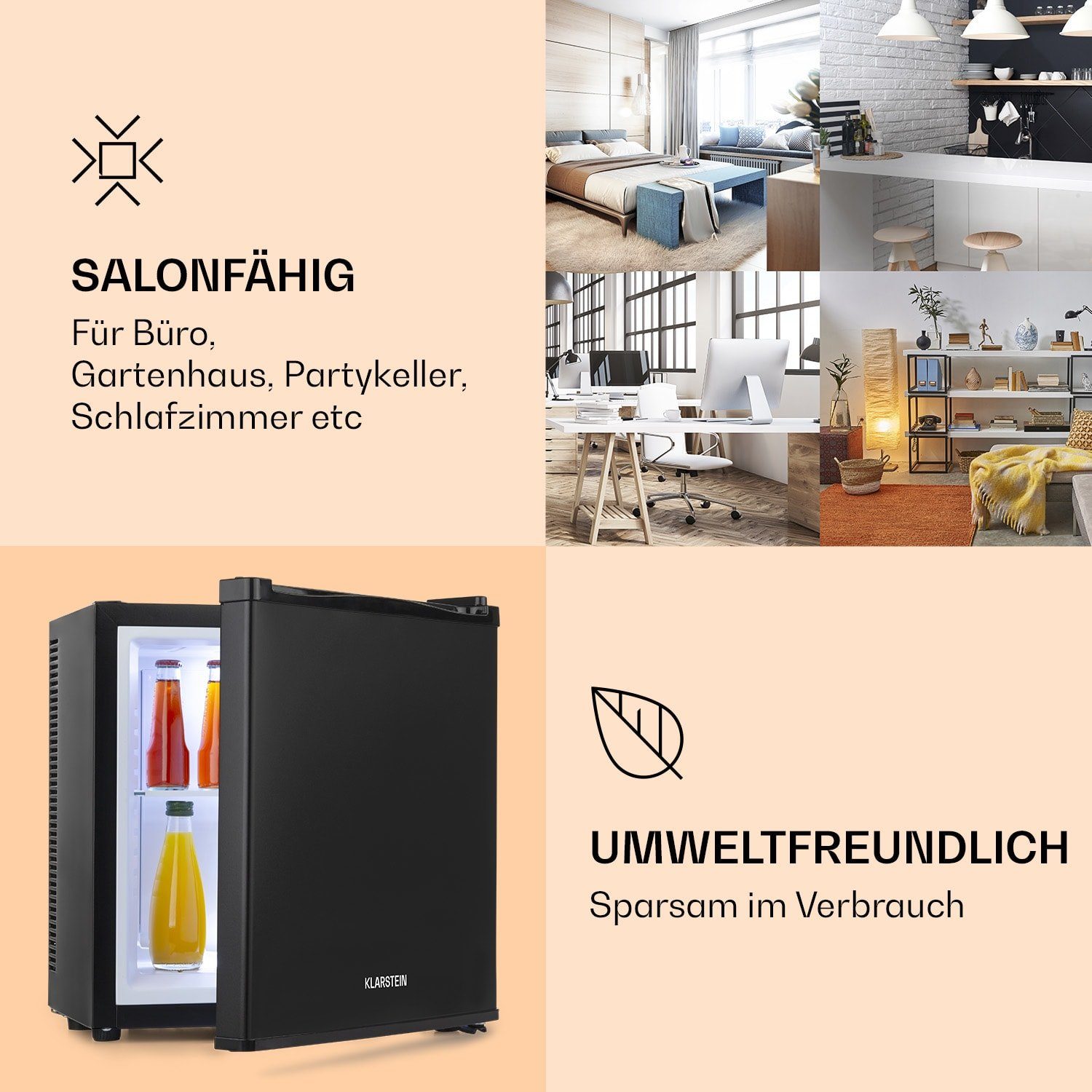 Klarstein Table Top Kühlschrank HEA- BCH-17B-Black 10033702, 30.8 cm hoch, 40.2 cm breit